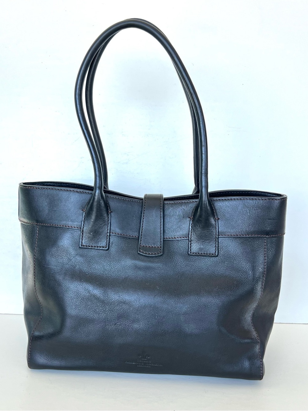 DOONEY & BOURKE Florentine Large Amelie Black Leather Logo Lock Shoulder Tote - Picture 5 of 15